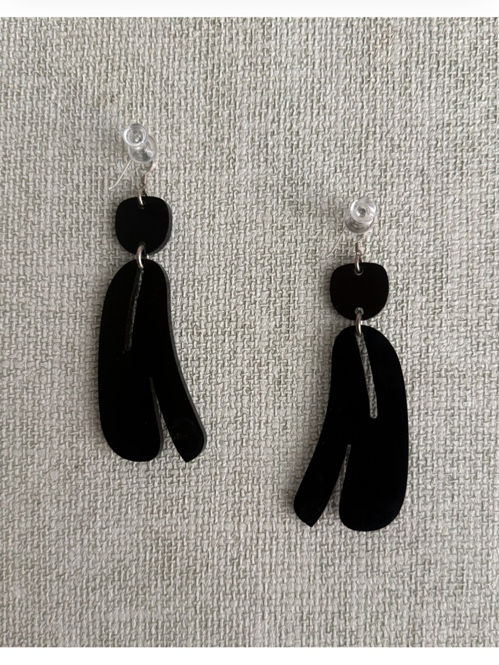 Black Abstract Dangle Drop Earrings - Women Jewelry